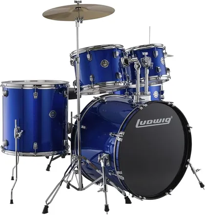Ludwig Accent 5-piece complete drum kit in blue sparkle finish